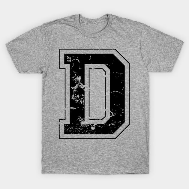 Initial Letter D Black Jersey Sports Athletic Player T-Shirt by porcodiseno